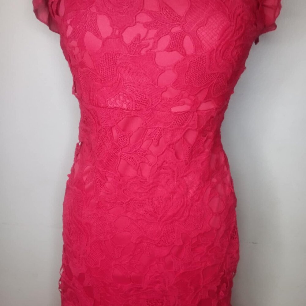 SEXY RED LACE RUFFLE DRESS BNWT - Picture 10 of 13